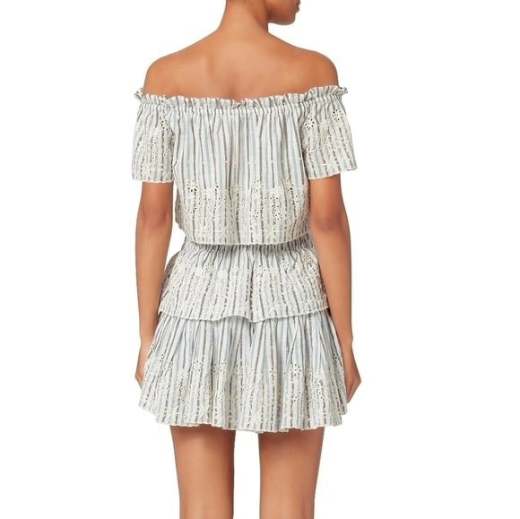 LoveShackFancy Off Shoulder Embroidered Crop Top - Picture 2 of 8